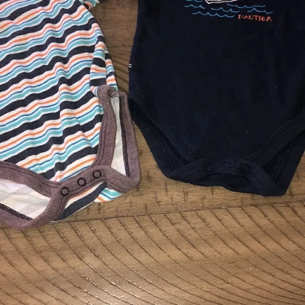 2 Nautica Onesies for your Wee One Snap 🫰 Bottoms Easy In and Out 0 to 3 Months